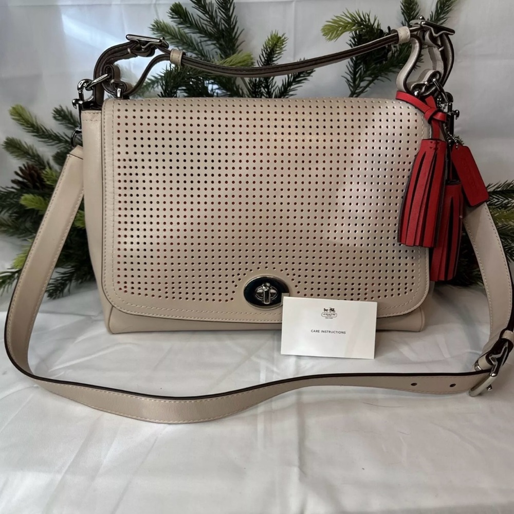 COACH LEGACY PERFORATED LEATHER ROMY CONVERTIBLE TOP HANDLE BAG 22386!
